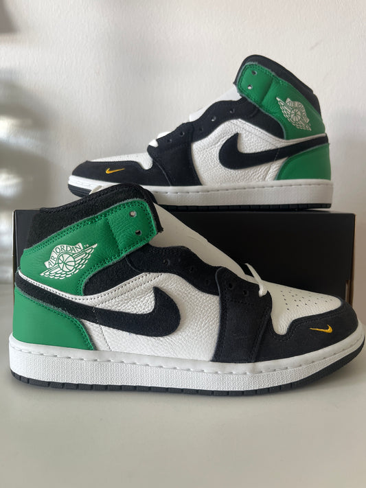 Air Jordan 1 MID schwarz/weiß/grün, Größe 40,5