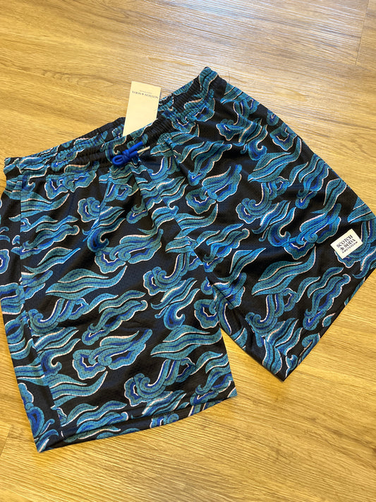 Scotch & Soda Shorts in schwarz mit verschiedenen blauen Mustern, Größe wählbar