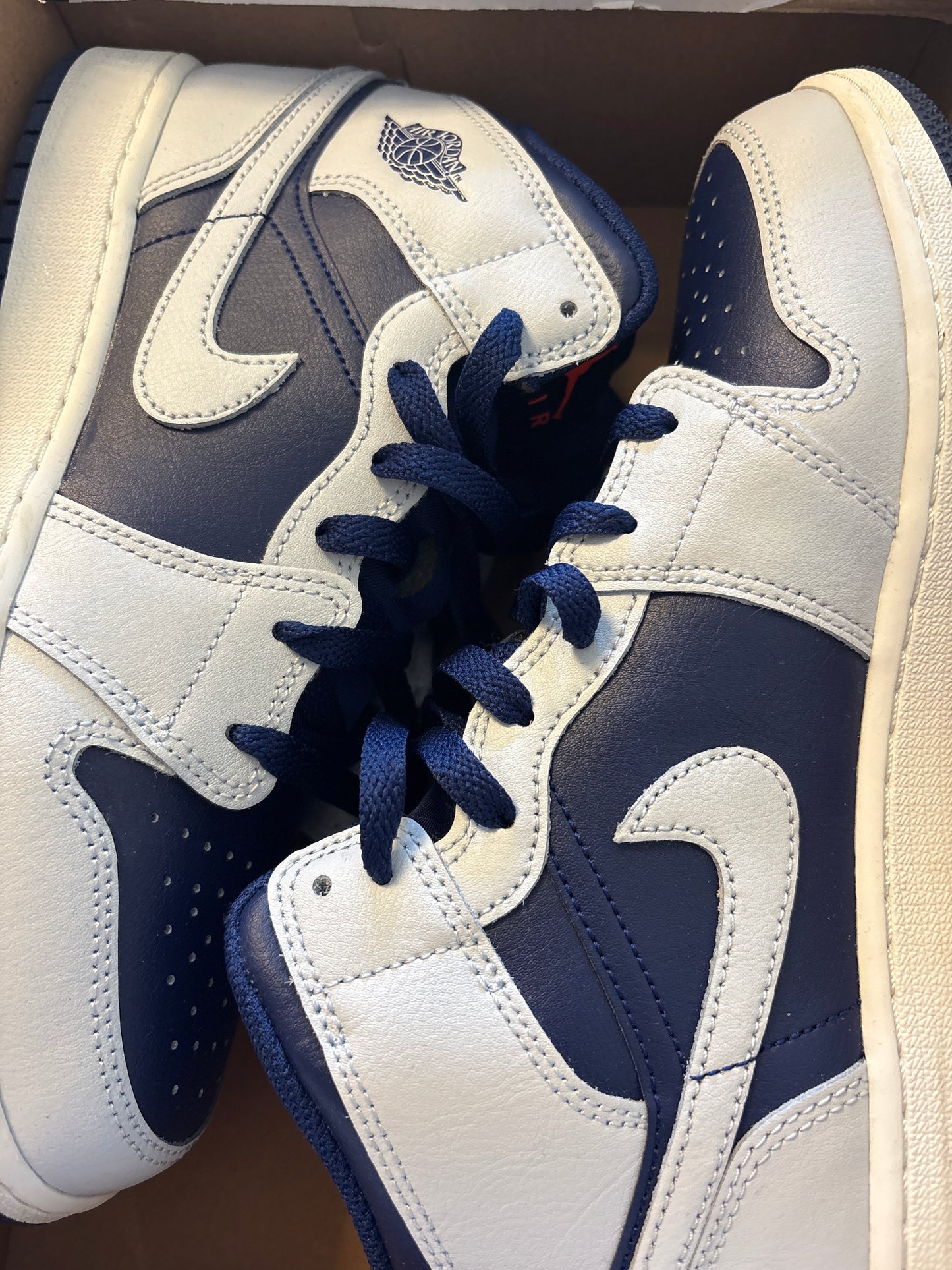 Air Jordan 1 MID, grau/dunkelblau , Größe wählbar