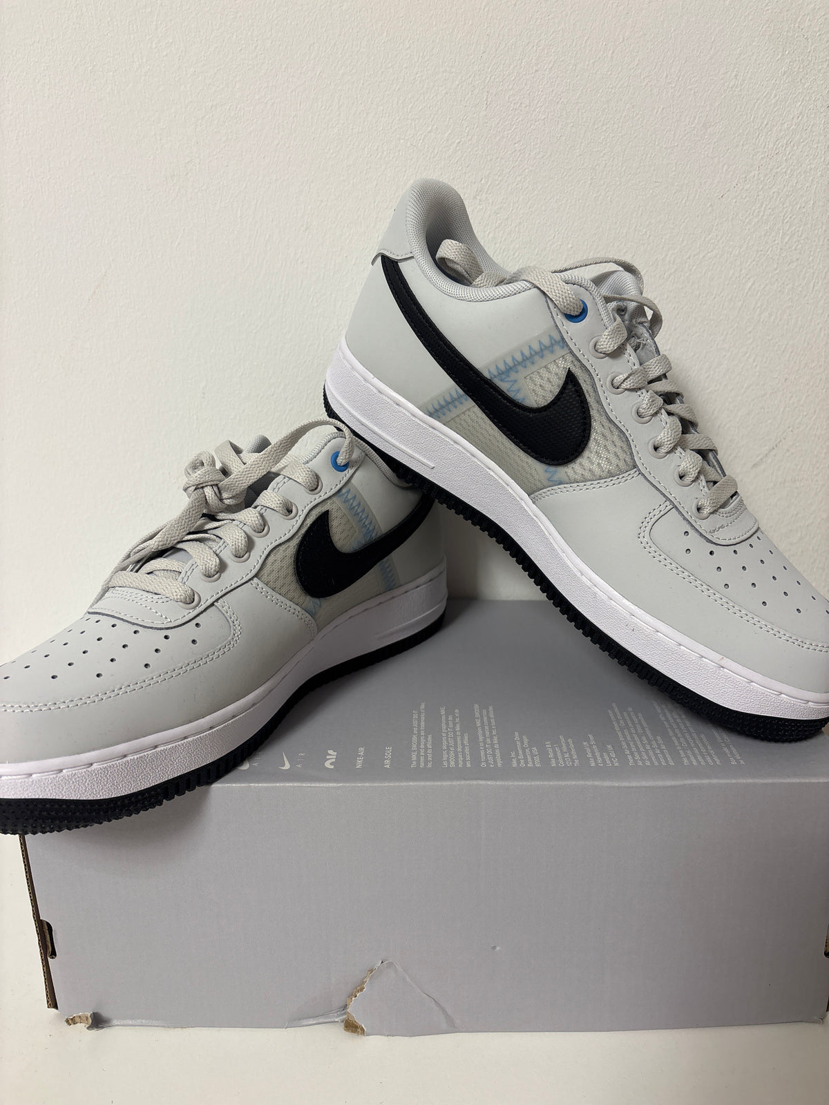 Nike Air Force 1 weiss/grau/schwarz, Größe wählbar