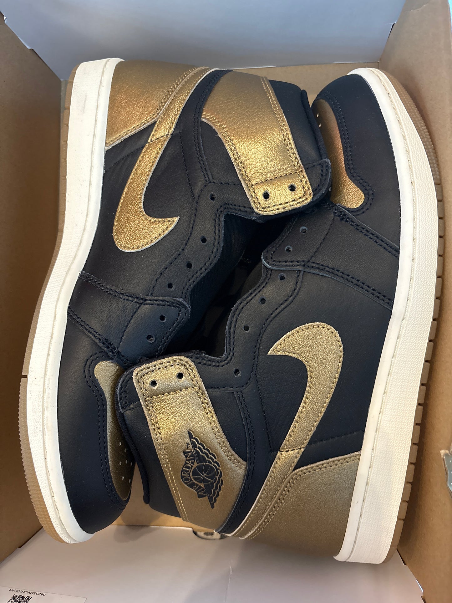 Air Jordan 1 Retro High, gold/schwarz, Größe wählbar