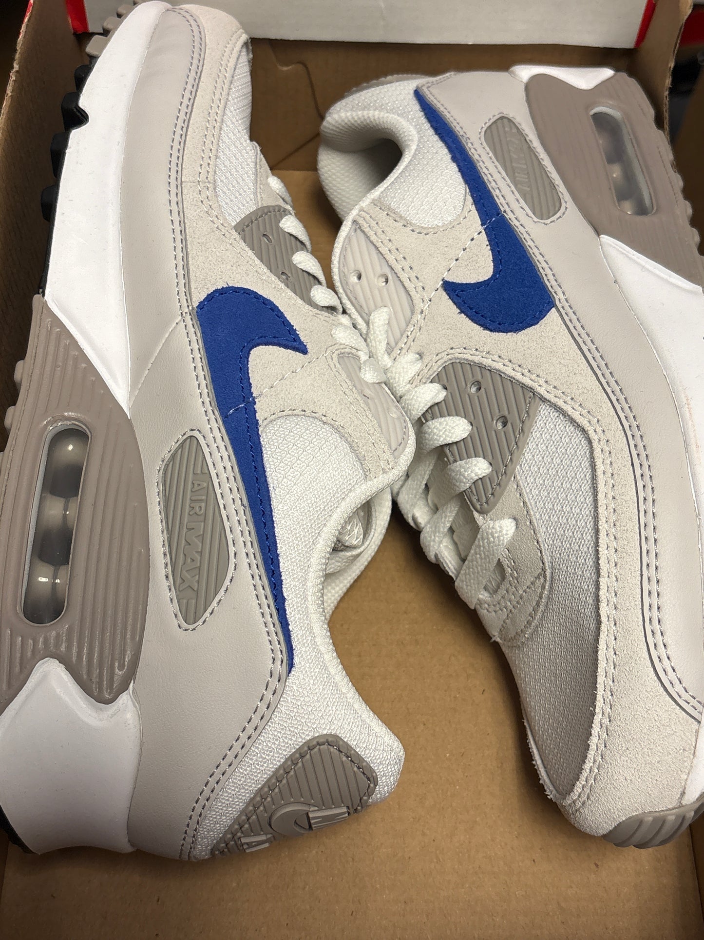 Nike Air Max 90 weiß/grau/blau, Größe 41