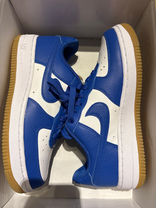 Nike Air Force 1 blau/weiss, braune Sohle, Gr. 37,5