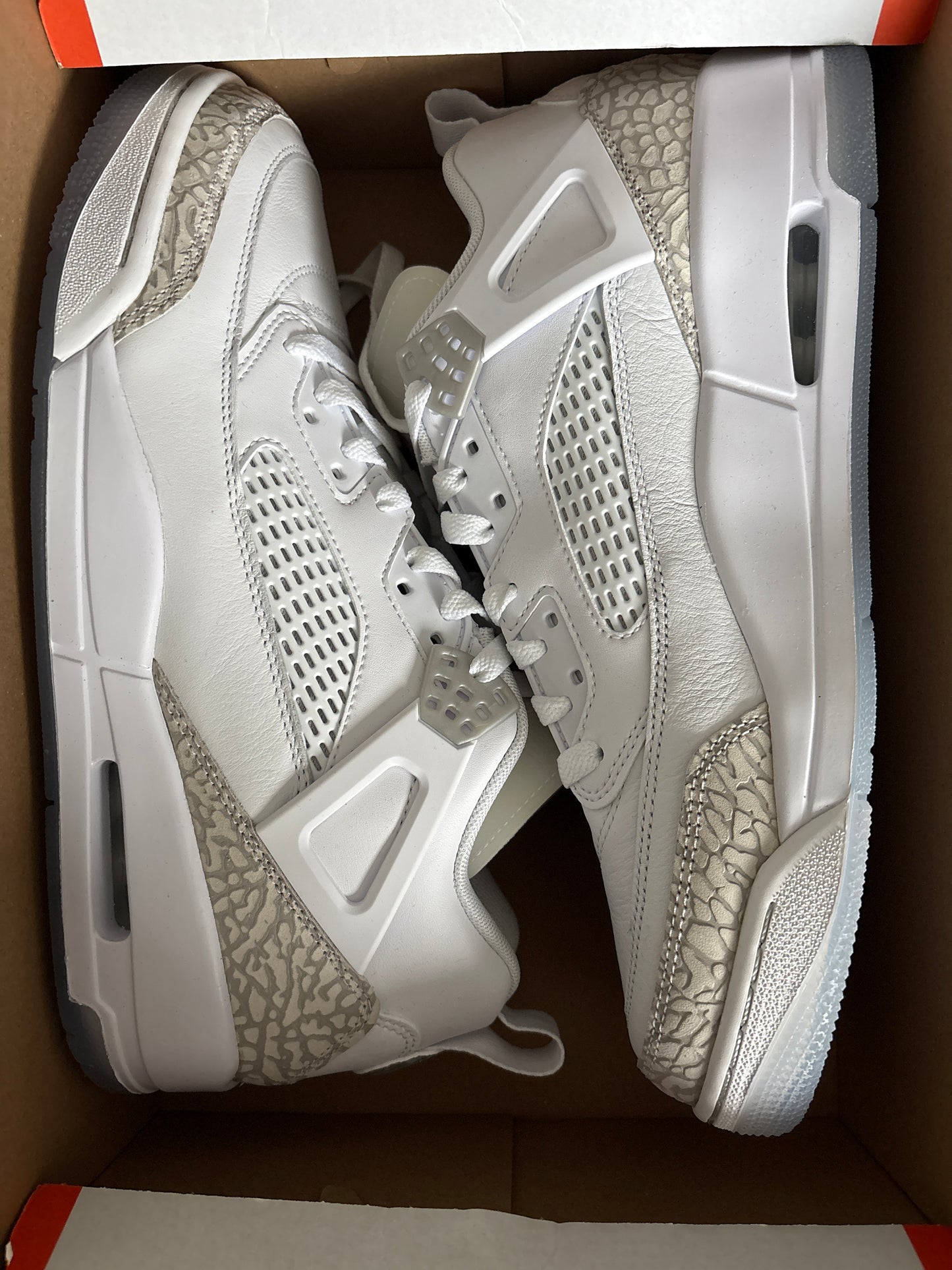 Nike Jordan Spizike Low, in grau/weiss mit Muster, Größe 47,5