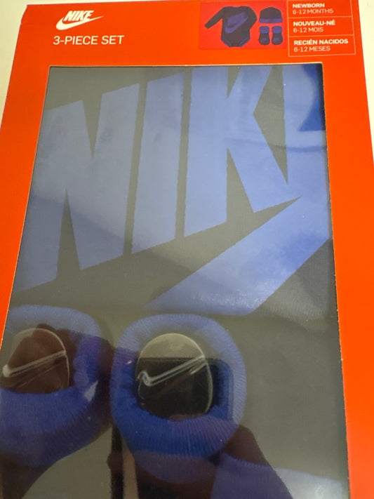 Nike 3er Set für Neugeborene, 6-12 Monate in blau/schwarz
