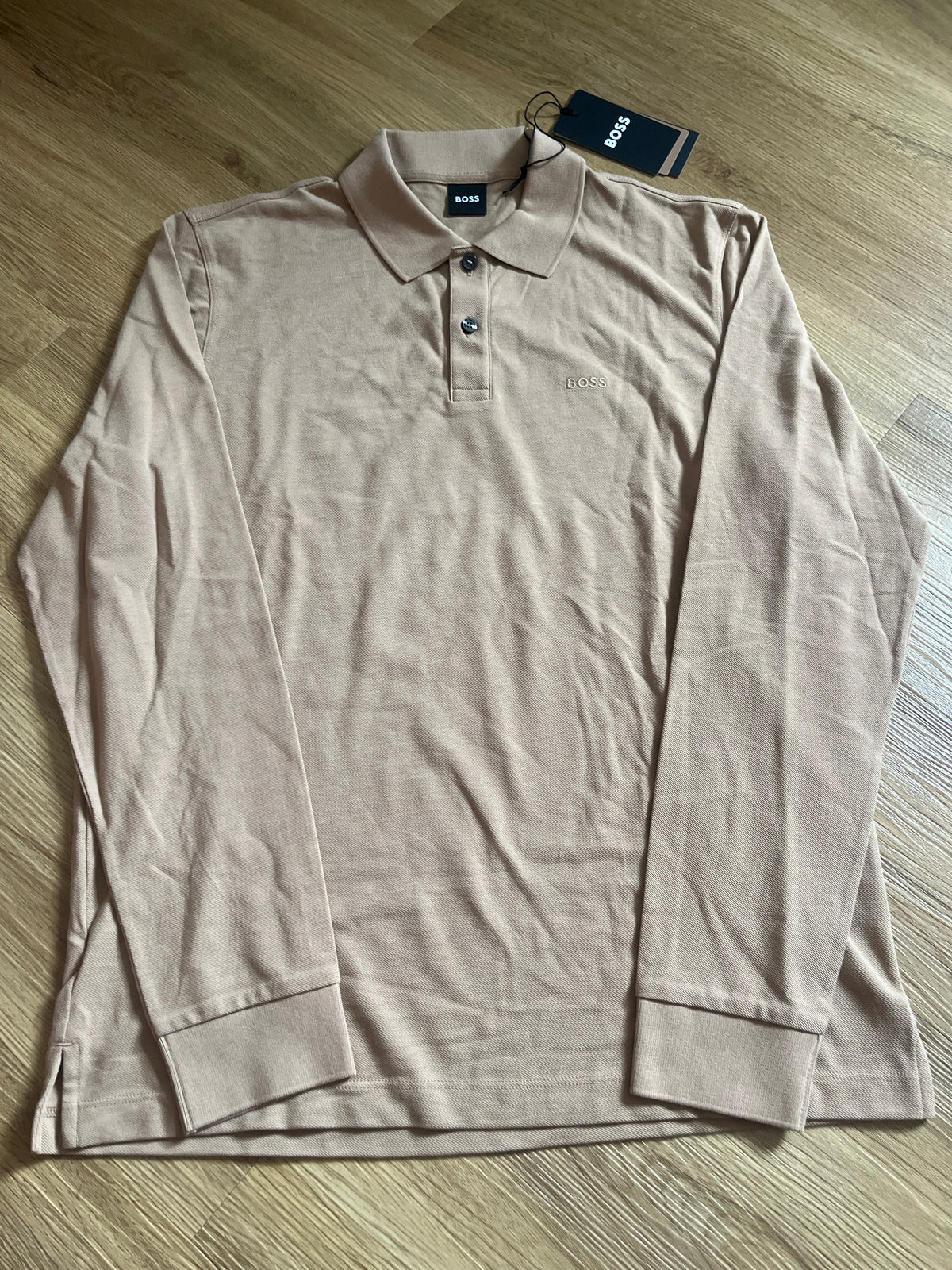 Boss Polo Longsleeve in hellbraun, Größe wählbar