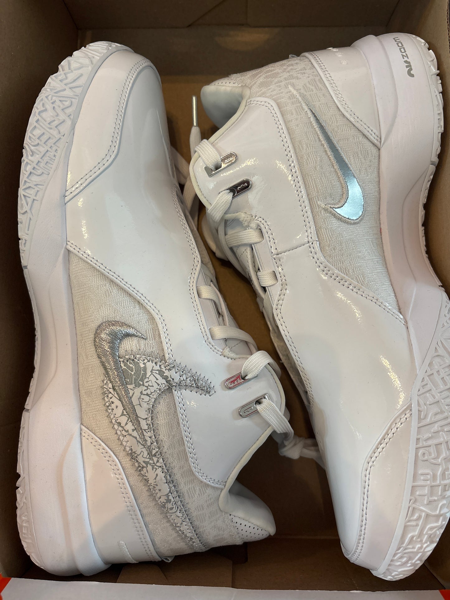 Nike Jordan Lebron, in weiss/silber, Größe 45