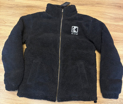 Karl Kani Retro Puffer Plüsch Jacke in schwarz, Größe M