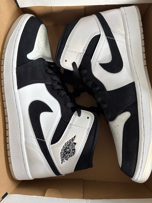 Nike Air Jordan 1 MID, weiss/schwarz/perlmuttweiss, Größe wählbar