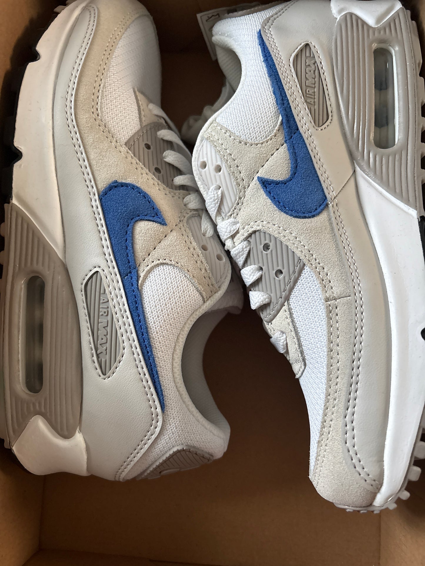 Nike AirMax 90 in weiss/grau/blau, Größe 39