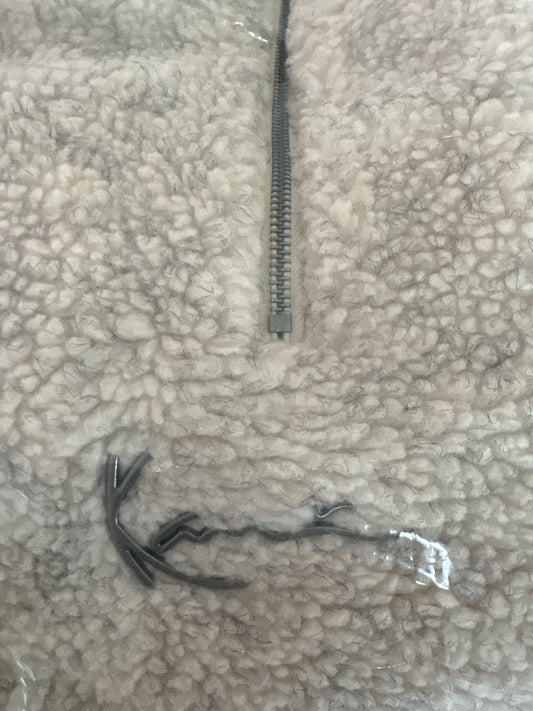 Karl Kani Plüsch Zipper, Größe L, beige/silber/dunkel