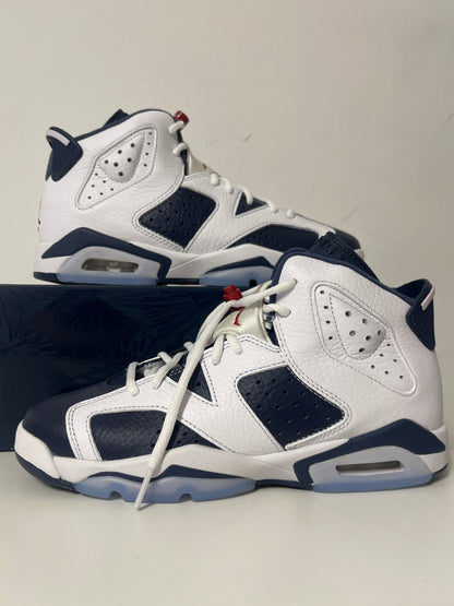 Nike Air Jordan 6 Retro in weiß/dunkelblau/rot, Größe 38,5