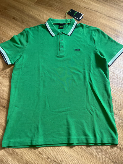 Boss Polo Shirt in grün/schwarz/weiß, Größe XL