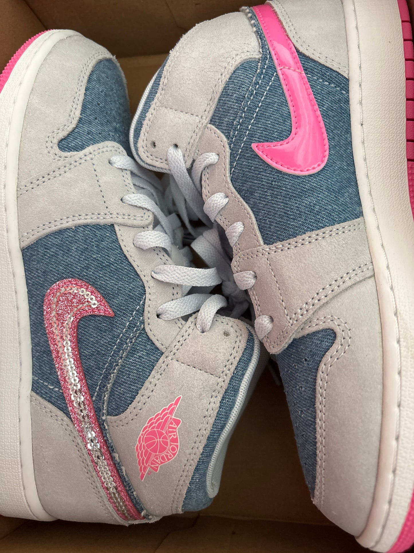 Nike Jordan 1 Mid  rosa/grau/jeans, Größe 40