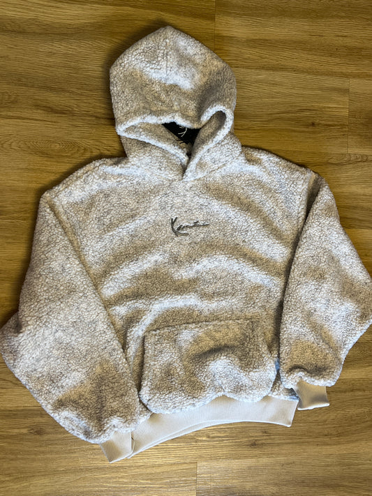 Karl Kani Plüsch Hoodie in creme/schwarz, Größe wählbar