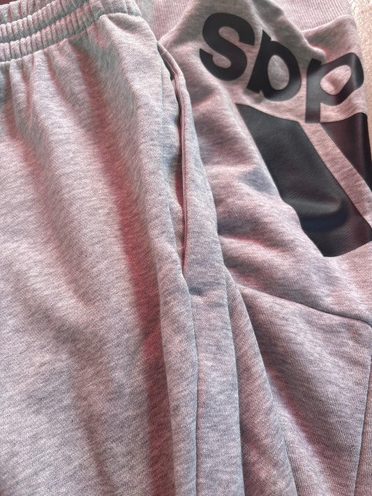 Adidas Jogginghose, grau/Aufdruck, Größe M