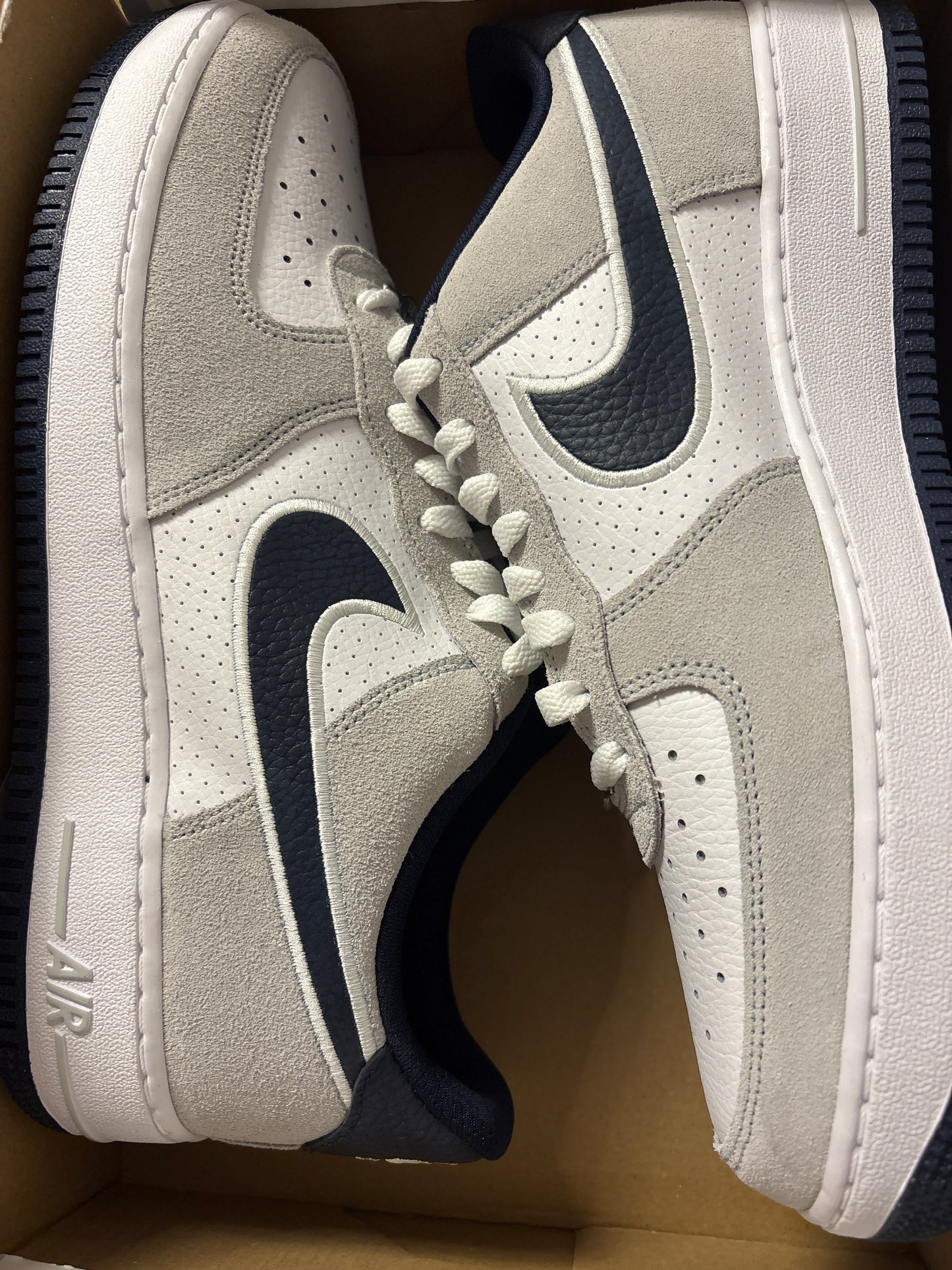 Nike Air Force 1 weiss/grau/dunkelblau, Größe wählbar