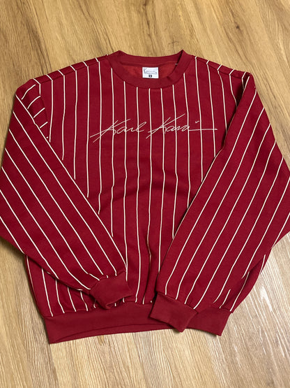 Karl Kani Pullover in rot mit Streifen, Größe M