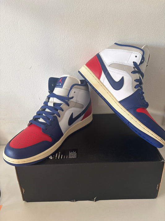 Nike Air Jordan 1 MID in rot/blau/weiss, Größe wählbar