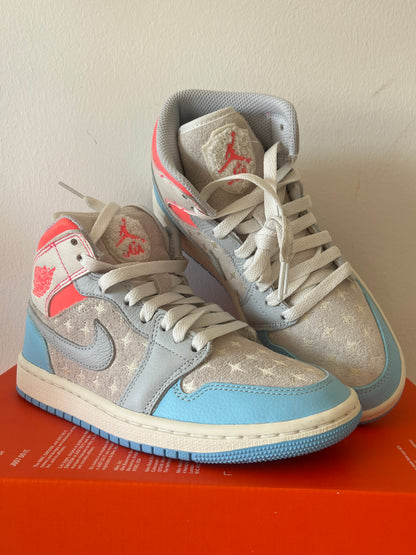 Nike Air Jordan 1 MID in blau/pink/grau, Größe 36
