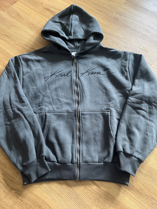 Karl Kani Joggingjacke mit großem Schriftzug in dunkelgrau, Größe wählbar