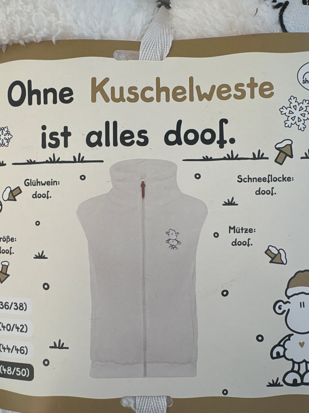 Plüsch Weste Größe XL