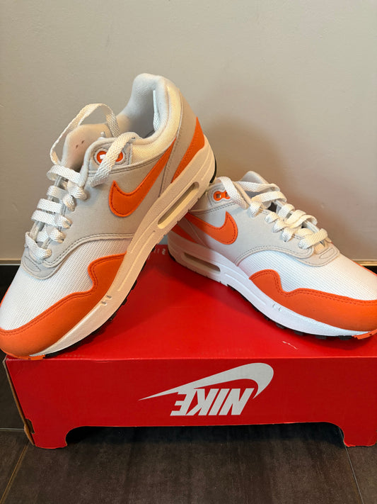 Nike Airmax 1 weiss/orange/grau, Gr. 39