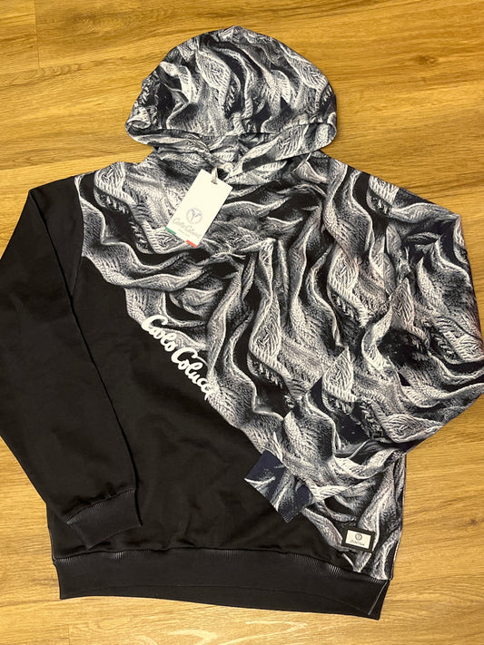 Carlo Colucci Hoodie in schwarz/weiß mit Mustern, Größe L