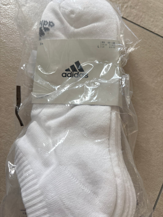 Adidas kurze Socken, 3er Pack in weiss, Größe 37-39