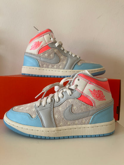 Nike Air Jordan 1 MID in blau/pink/grau, Größe 36