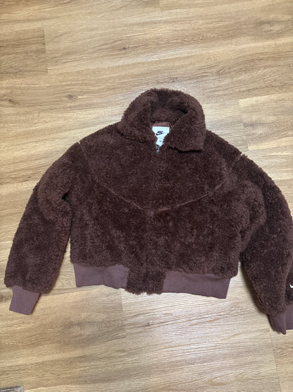 Nike Damen Jacke, braun Plüsch, Größe S