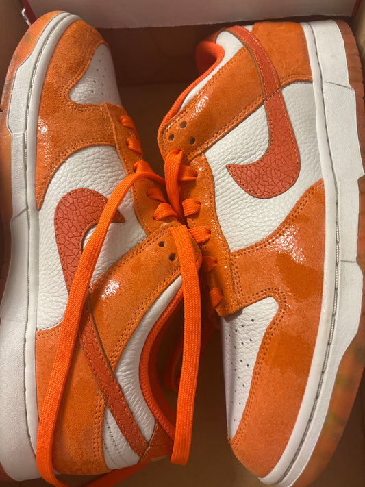Nike Dunk low weiss/orange/glänzend, Größe 44