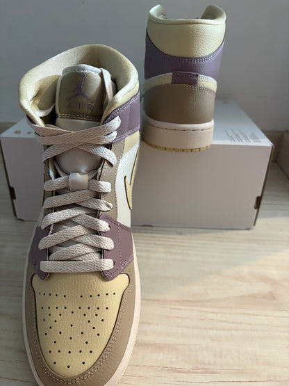 Nike Air Jordan 1 MID, lila/weiss/braun/beige, Größe wählbar