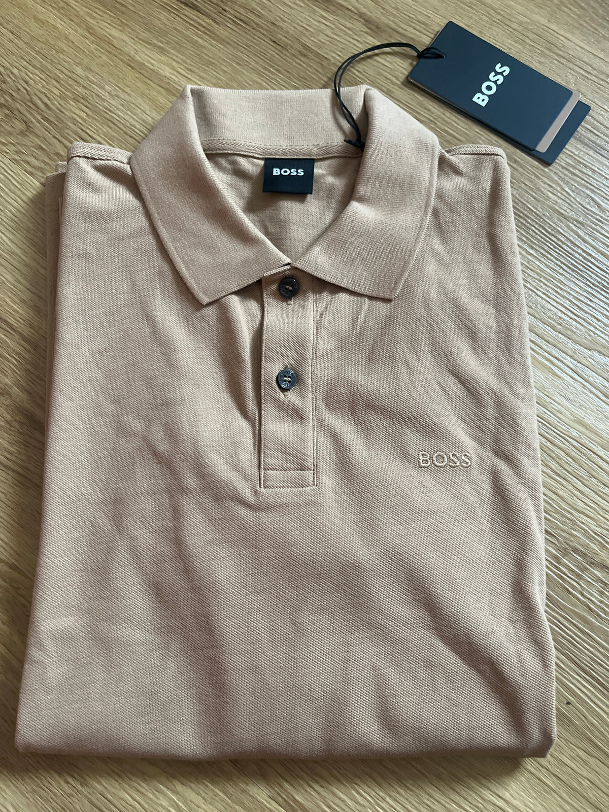 Boss Polo Longsleeve in hellbraun, Größe wählbar