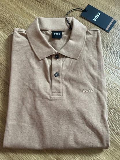Boss Polo Longsleeve in hellbraun, Größe wählbar