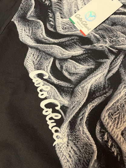 Carlo Colucci Hoodie in schwarz/weiß mit Mustern, Größe L