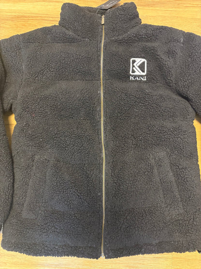 Karl Kani Retro Puffer Plüsch Jacke in schwarz, Größe M