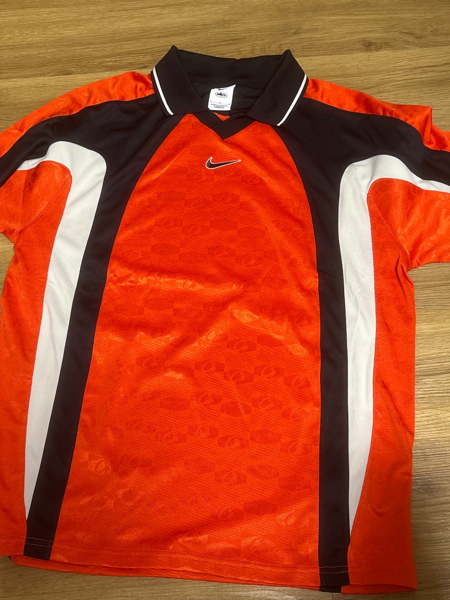 Nike x Cortez Polo Trikot in orange/schwarz/weiß, Größe L