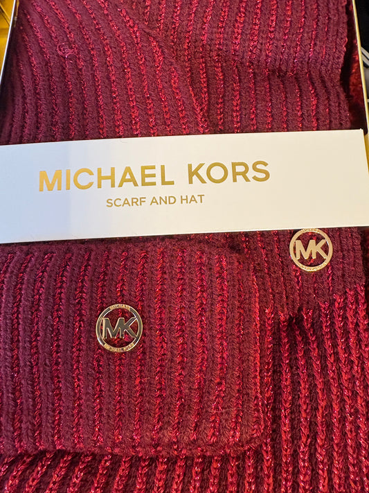 Michael Kors Mützenset in weinrot