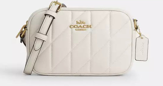 Coach Tasche Jamie Mini Kameratasche mit Steppung, in Gold/Kreide