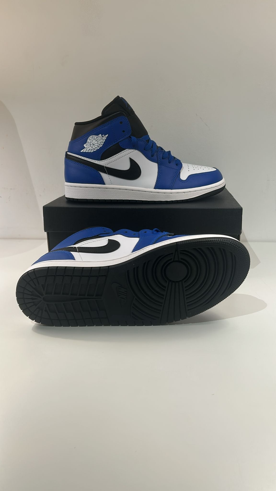 Air Jordan 1 MID, blau/weiss/schwarz, Größe wählbar
